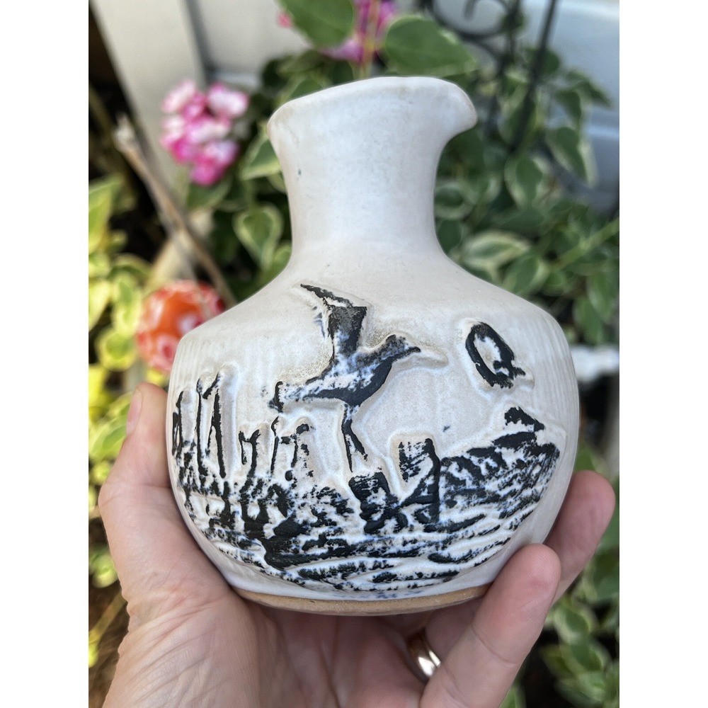 Vintage 1971 Pacific Stoneware‎ Seagull Nautical Pottery Vase Pitcher 5"